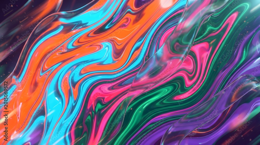 Obraz premium Vibrant fluid abstract background with swirling colors