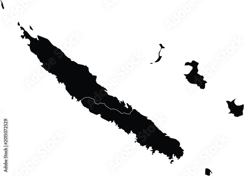 Foto Map of New Caledonia with Administrative Regions Silhouette Editable Illustration Vector