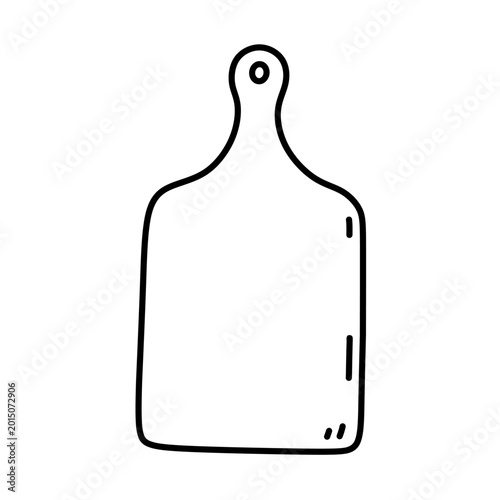Cutting board isolated on a white background. Vector hand-drawn illustration in doodle style. Perfect for logo, cooking, baking, and culinary design.