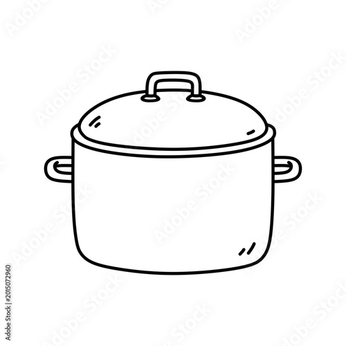Cooking pot isolated on a white background. Vector hand-drawn illustration in doodle style. Perfect for logo, cooking and culinary design.