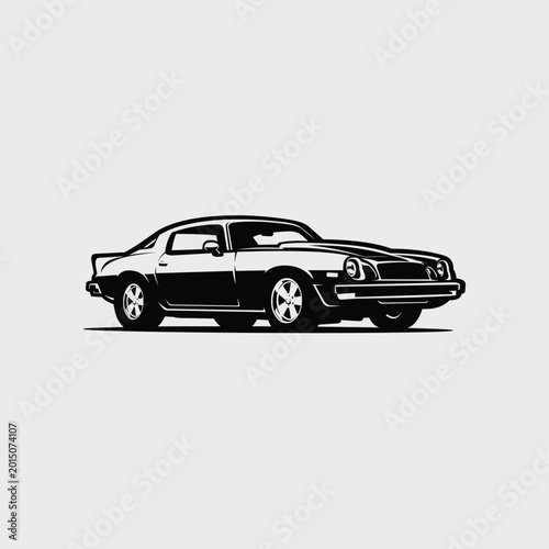 American muscle car silhouette monochrome vector illustration