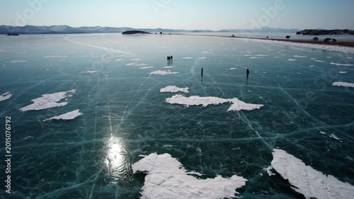 Ice skating on Lake Baikal