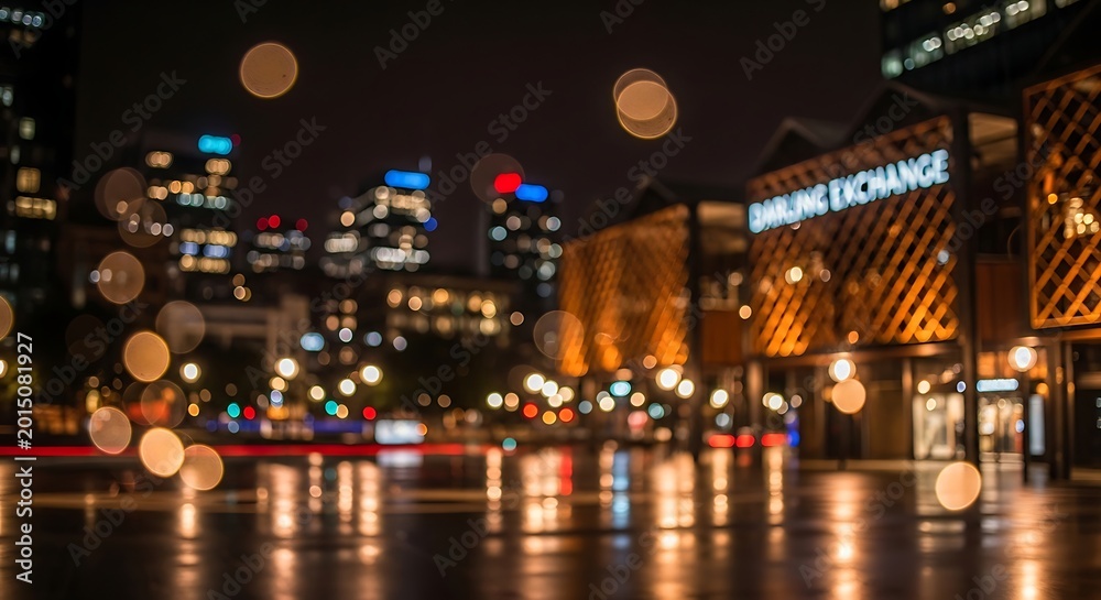 Fototapeta premium Nighttime cityscape with stock exchange building.