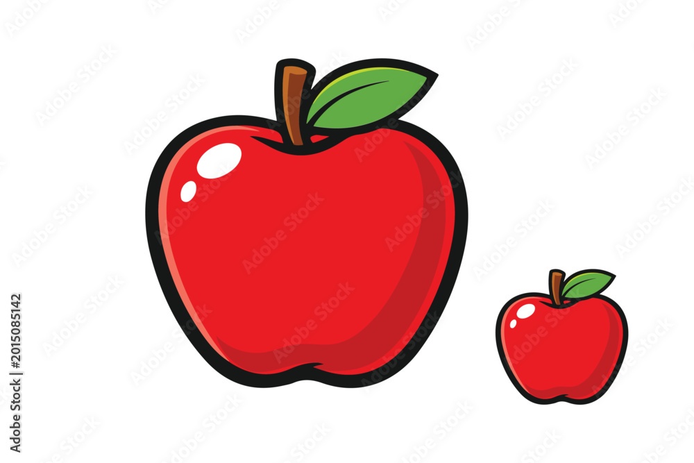 Fototapeta premium Stylized Red Orchard Fruit Graphic Featuring One Large And One Tiny Piece Of Crisp Fresh Produce