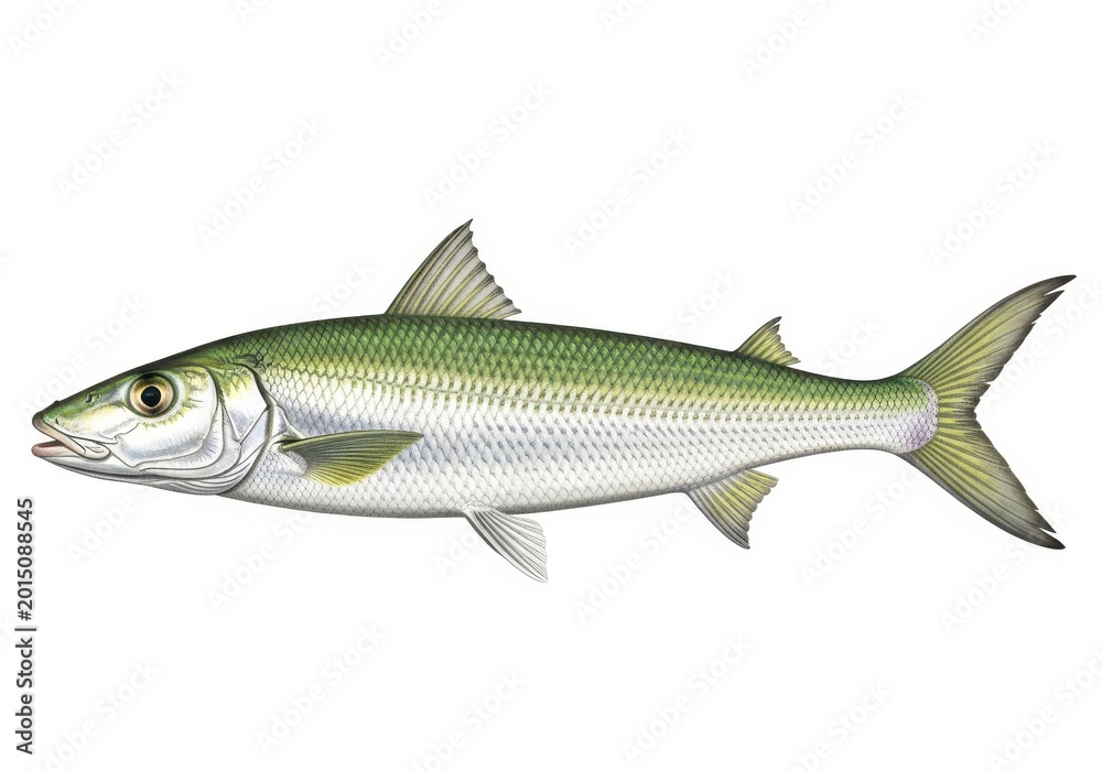 Fototapeta premium Detailed Scientific Illustration of a Bonefish (Albula vulpes) Isolate