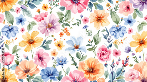 Fényképezés Elegant garden blossoms surrounding cherished occasions with colorful charm and peaceful watercolor-inspired natural beauty