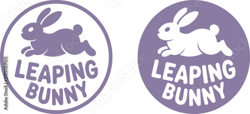 Leaping Bunny cruelty-free certification logo icons in purple vector style for ethical product labeling