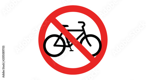 Photography Bicycle prohibition sign indicates that cycling is strictly forbidden in this specific area for safety