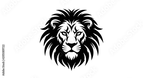 Photography Lion head illustration features a powerful and symmetrical portrait of a majestic wild cat