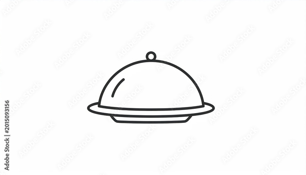 Fototapeta premium Simple Line Art Illustration of a Food Cloche.
