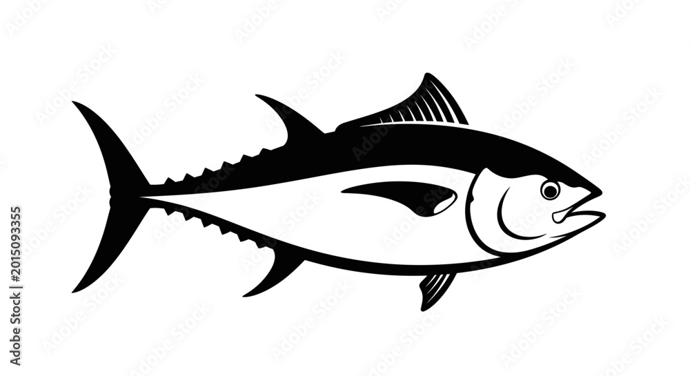 Obraz premium Black Tuna Fish Silhouette Icon on White Background