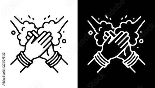Photos Hygiene Harmony: Two hands, sudsy and clean, interlocking in a symbol of health, representing the importance of hand hygiene in the face of health crises