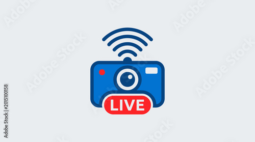 Wireless live streaming camera icon.