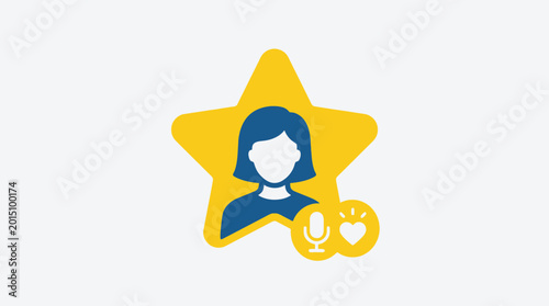 Woman Avatar with Star Rating Symbol.