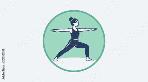 Woman in Warrior Yoga Pose.