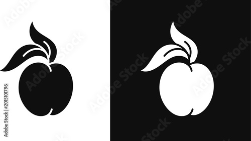 Peach silhouette. Abstract fruit vector illustration 