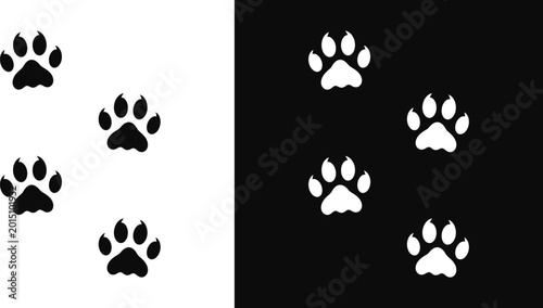 Animal paw prints vector illustration. Tiger paw prints silhouette 