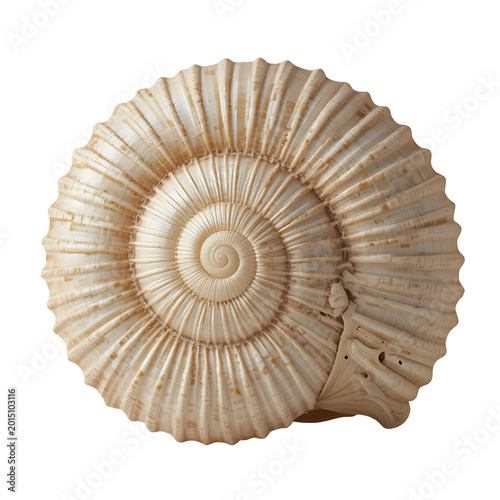 Photorealistic Spiral Seashell Isolated on White Background 