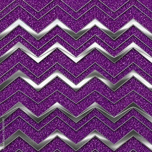 Sparkling purple and silver chevron pattern with glitter texture