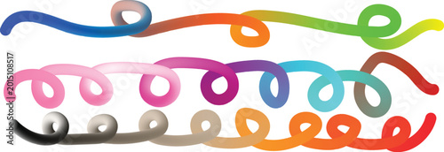 Colorful wavy ribbon lines and abstract swirl shapes