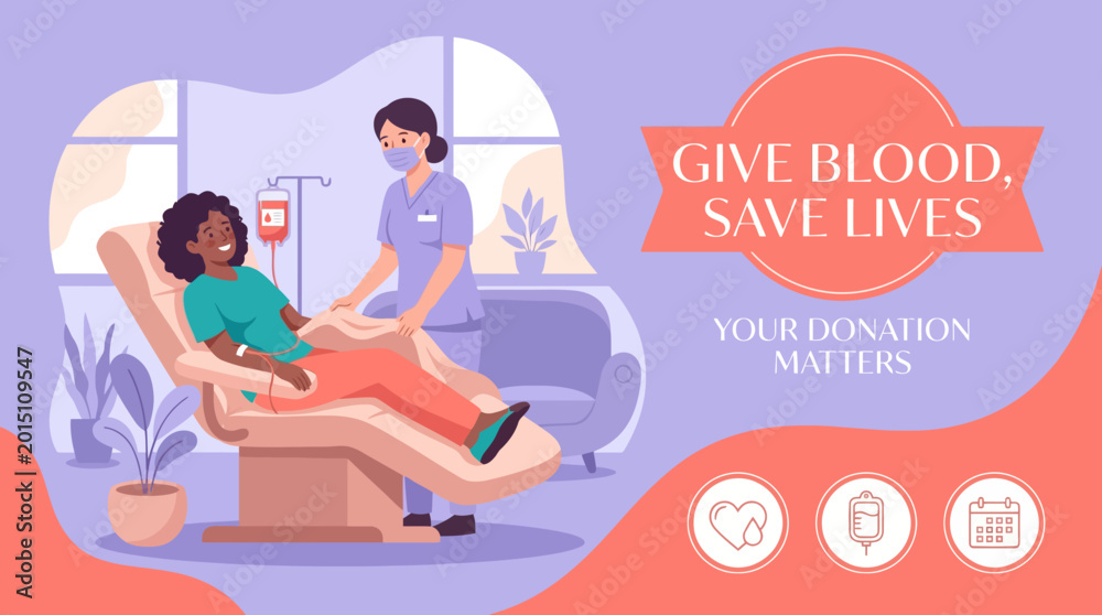 Fototapeta premium Blood donation concept with a donor and nurse.