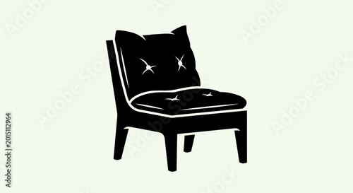 Fotografija Tufted chair with thick cushioning and a sturdy wooden frame provides a classic seating option