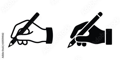 Hand holding pencil icon silhouette vector illustration design