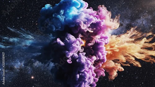 Abstract clouds of color in a dark cosmic space backdrop