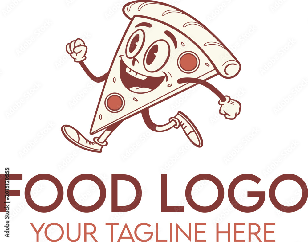 Fototapeta premium Minimal Lego pizza Inspired Mascot Cartoon Food Logo