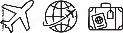 Global Aviation Icons for Flight and Travel