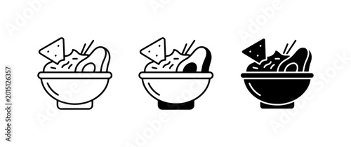 Foto Guacamole Icons, Avocado Dip Vector Set, Mexican Food Appetizer Graphics