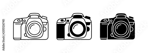 Fotografía Digital Camera Icons, DSLR Photography Symbols, Vector Graphics for Media and Te