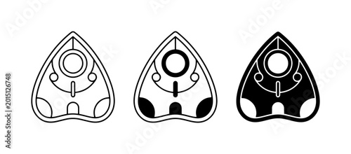 Foto Ouija Board Icons, Spirit Communication, Mystical Game Vector Set
