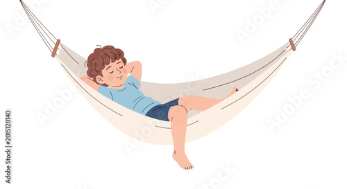 Quadro su tela Boy Relaxing in a Hammock Outdoors.