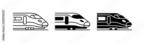 Slika na platnu Modern High-Speed Train Icons, Bullet Train Vector Graphics, Commuter Rail Trans