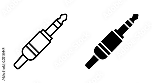 Tableau sur toile Audio Jack Connector Icons, Stereo Plug Vector Graphics, Music Equipment Symbols
