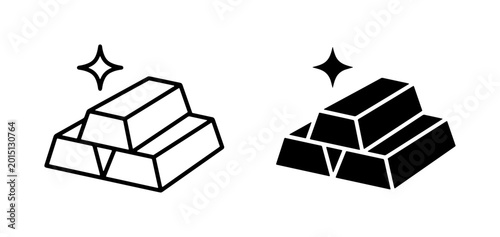 Fotografía Gold Bars Icons, Shiny Precious Metal Ingots, Finance Investment Symbols