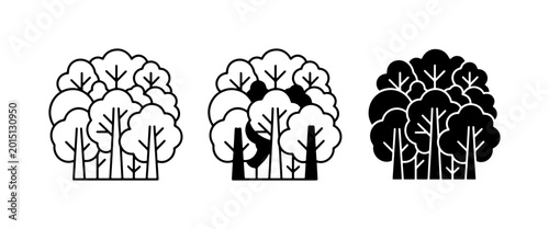 Canvastavla Forest Icons, Tree Group Illustrations, Nature Landscape Graphics, Woodland Elem