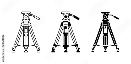 Fotografie Camera Tripod Icons, Photography Support Equipment, Video Stabilizer Vector Grap