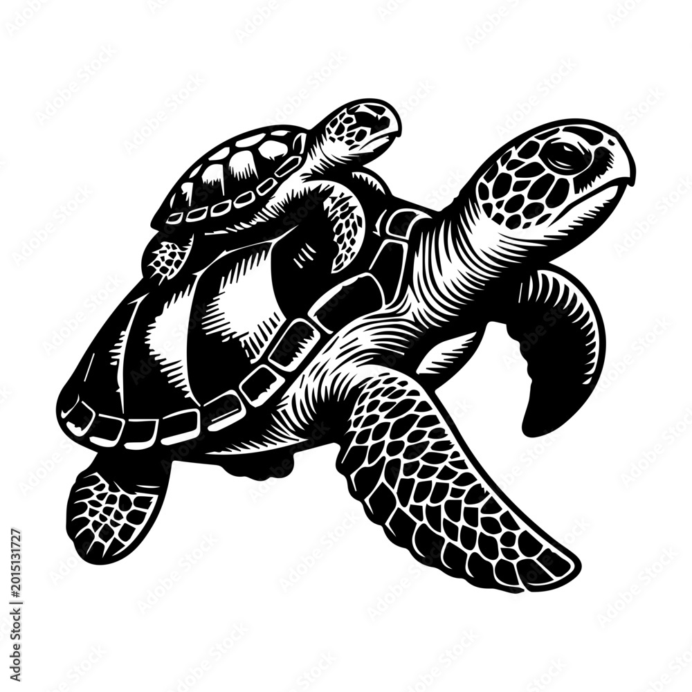 Fototapeta premium Sea turtle family swimming
