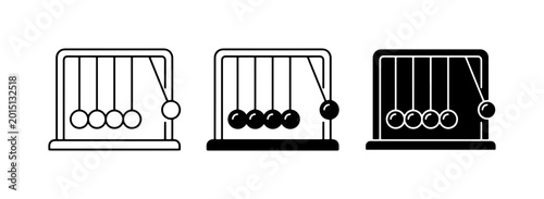 Foto Newton's Cradle Icons, Physics Toy Set, Kinetic Energy Demonstration, Science Ed