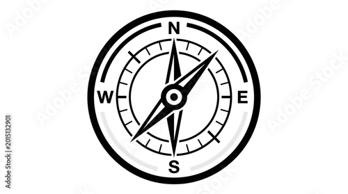 Fotografie Black and white compass navigation tool.