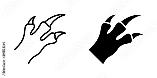 Bild auf Leinwand Animal Claw Icons, Monster Paw Prints, Predatory Beast Footprints, Sharp Talons,