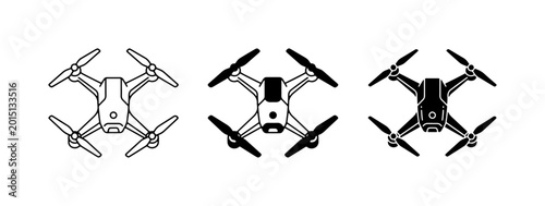 Quadro em tela Drone Icons: Quadcopter Vector Graphics, Aerial Photography Technology, Unmanned