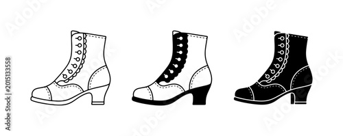 Tableau sur toile Vintage Victorian Boots, Lace-up Ankle Boots, Retro Fashion Footwear Collection