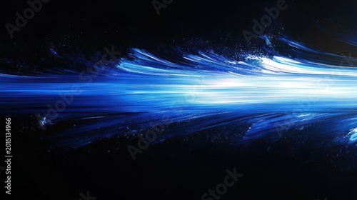 bright blue light streaks and particles racing across a dark background, conveying dynamic speed and energetic motion