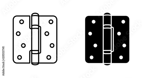Foto Door Hinges Vector Icons, Metal Hardware Set, Black and White Construction Eleme