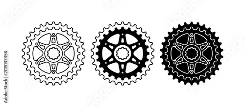 Canvastavla Bicycle Sprocket Icons, Gear Set, Mechanical Component Vector Graphics