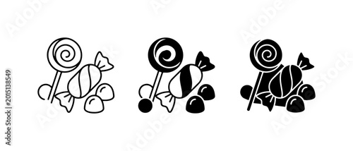 Obraz na płótnie Sweet Treats Icons: Candy, Lollipops, and Candies, Vector Set for Design