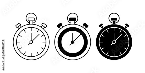 Fotografie Stopwatch Icons Set: Classic Timekeeping Tools, Vintage Stopwatch Graphics, Mode
